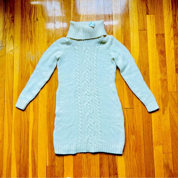 🎁NWT! EDDIE BAUER Classic Cable Knit Fisherman Turtleneck Tunic Ivory Sz Small - Picture 4 of 8